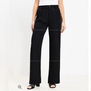 LOFT Emory Wide Leg Trousers Black Sz 8 109